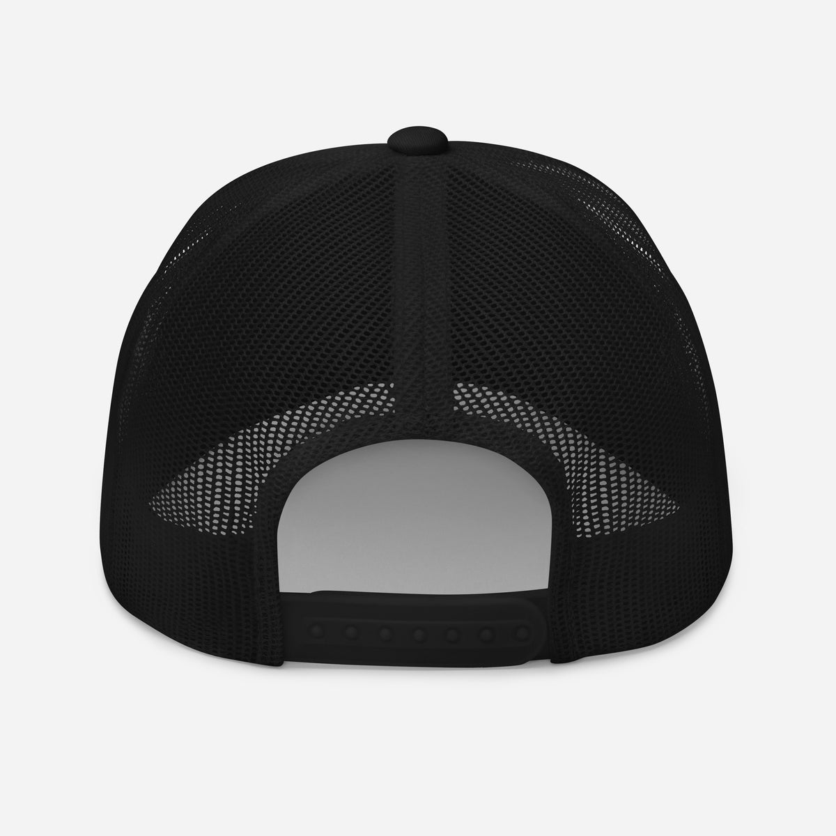 Elixir Sauce Co trucker hat in Black, back view [color:black]